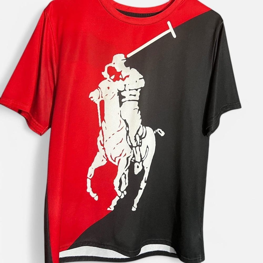 Polo by Ralph Lauren Men's Red and Black Graphic T-Shirt